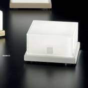 Abat-jour fb-candy 2118 l 13w led 1200lm dimmable verre métal lampe table de chevet moderne carré intérieur, finition métal blanc - Blanc