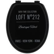 Abattant wc 18 pouces mdf couvercle design imprime et attaches plastique - neo retro noir Tendance