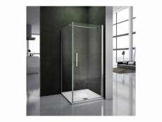 Aica porte de douche pivotante , paroi de douche fixe, verre sécurité et anticalcaire,hauteur 187cm,barre de fixation 90cm
