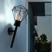Applique d'extérieur IP44 lampe de jardin torche applique vintage noire, aspect grille diamant, métal inox, douille E27, HxLxÜ 28,5x22,5x28,5 cm