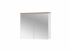 Armoire avec double porte miroir suspendue couleur blanc et chêne 80 cm cambay