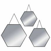 Atmosphera - Lot de 3 miroirs héxa métal chaine noir
