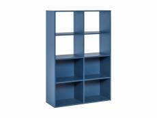 Bibliothèque 8 cases de rangement en bois bleu - bi17036