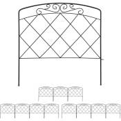 Bordure potager, clôture jardin 12 éléments, métal, design antique, h x l : 41,5 x 735 cm, noir