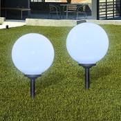 Boule solaire extérieure 30cm 2 pièces boule en blanc
