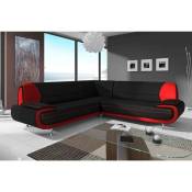 Canapé d'angle design noir et rouge MARITA XL - noir