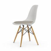 Chaise DSW - Eames Plastic Side Chair / (1950) - Galette d'assise / Bois clair - Vitra blanc en plastique
