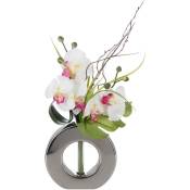 Composition d'orchidées artificielles - vase en céramique