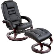 Fauteuil relax pied rond - fauteuil avec repose-pied, fauteuil barcante, fauteuil a bascule - noir
