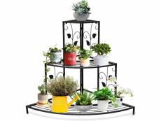 Gientex étagère échelle pour plantes en métal à 3 niveaux, chaque niveau charge 10kg, étagère à fleurs d’angle pour jardin, balcon