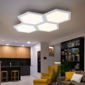Globo - Plafonnier led design moderne plafonnier salon, nid d'abeille hexagonal en métal, blanc, 48W 2920lm blanc chaud, LxlxH 75x52x4,8 cm