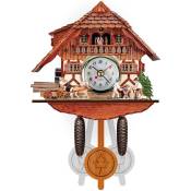 Gotrays - Horloge coucou en bois avec décoration d'horloge murale pendule pour salon chambre café restaurant hotel,CM007