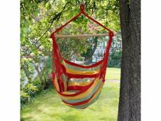 Hamac de jardin chaise balançoire suspendue rouge/vert/jaune