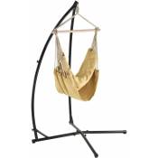 Helloshop26 - Siège suspendu fauteuil suspendu chaise hamac avec cadre coton polyester métal fritté 100 x 100 cm beige - Beige