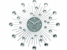 Horloge ronde en métal sunburst 30 cm chrome