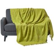 Jeté de lit ou de canapé Vert Nirvana en coton, 150 x 200 cm - Vert - Homescapes