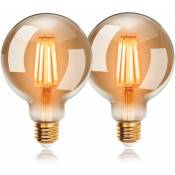 Jusch - Ampoules led 4W Edison Vintage G80, Blanc Chaud 2200K E27, Equivalent à Ampoule Incandescente 40W, Ampoule Rétro à Filament, Rétro Antique