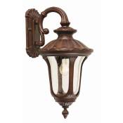 Lampe d'extérieur applique lanterne acier verre soufflé h 47 cm bronze IP44
