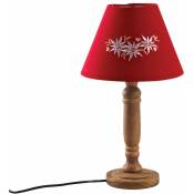 Lampe rouge en bois Edelweiss - Marron