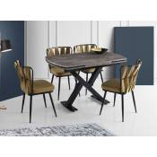 Les Tendances - Table à manger extensible bois marron et pieds acier noir 120-180cm