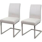 Lot de 2 chaises cantilever HW C-L14 - chaise visiteur chaise de conférence - velours inox brossé - crème-blanc