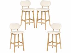 Lot de 4 tabourets de bar, chaises de bar hombuy beige avec 4 pieds en hêtre