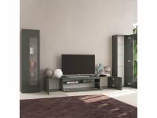 Meuble tv anthracite brillant salon avec 2 composants latéraux daiquiri AHD Amazing Home Design