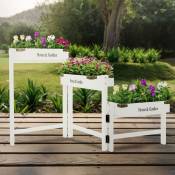 Ml-design - Porte-fleurs 3 Étages Bois Blanc,111 cm, 32x16x7 cm, Bac à Fleurs Pliable, Caisses Rustiques pour Décorer, Échelle pour Fleurs, Étagère