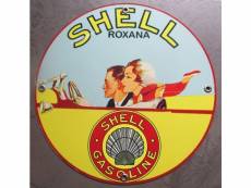 "plaque alu shell roxana style rétro ancien tole metal garage huile pompe à essence"