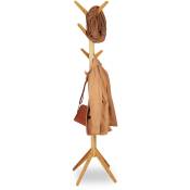 Portemanteau en bambou moderne, 8 crochets, Porte-vestes design en bois, HxlxP : 179 x 40,5 x 40,5 cm, nature - Relaxdays