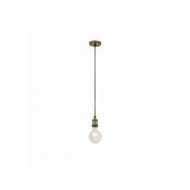 Searchlight - Suspension de câble en laiton antique 1 ampoule avec câble textile marron de 1,5 mtr - Laiton