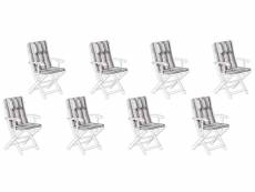 Set de 8 coussins en tissu bleu et beige pour chaises de jardin maui 199954
