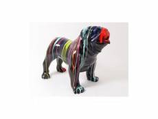 Statue bulldog fond noir multicolore 70cm trash