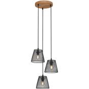 Suspension Lampe à suspendre Briloner leuchten taunus, 40 w, IP20, noir, métal-bois, excl. 3x E14, ø 21 cm