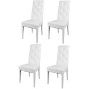 T M C S - Tommychairs - Set 4 chaises chantal pour cuisine et salle à manger, structure en bois de hêtre peindré en blanc, assise et dossier