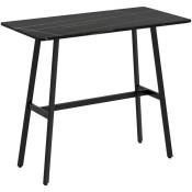 Table de bar - table mange debout - dim. 118L x 58l x 98H cm - châssis piètement acier noir plateau aspect marbre noir veiné blanc - Noir