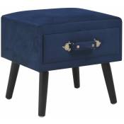 Table de nuit chevet commode armoire meuble chambre bleu 40x35x40 cm velours - Bleu