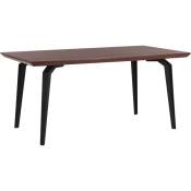 Table de Salle à Manger 160 x 90 cm avec Plateau Effet Bois Foncé Naturel et Piétement en Métal Noir Design Industriel pour Intérieur Rétro Beliani