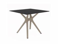 Table phénolique noire 900x900 pied de table vela "s" - resol - sable - aluminium, phénolique compact, fibre de verre, polypropylèn