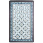 Thedecofactory - azulejos vinyle - Tapis de cuisine carreaux de ciment bleu gris 45x75 - Bleu