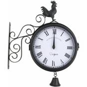 Tigrezy - Horloge de Jardin Horloge Murale d'Extérieur Noir Vintage Étanche pour Jardin 30x 9X 37cm