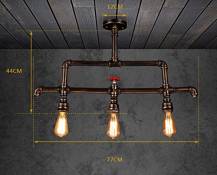 Un ensemble de lustre - Trois grenier rétro barre de fer de tuyaux industriels Restaurant lustre créatif minimaliste bar lustre (Ne pas inclure la sou