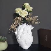Vase en Céramique Coeur Blanc Vases à Fleurs Décor