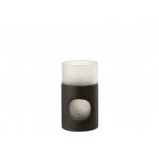 Vase verre noir/transparent H21cm