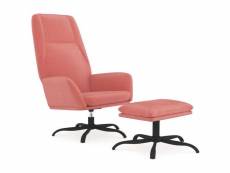Vidaxl chaise de relaxation avec tabouret rose velours