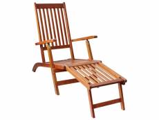 Vidaxl chaise de terrasse avec repose-pied et coussin acacia solide