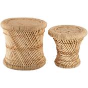 2 Tables gigognes en bambou et corde Nomade - Diam. 30/38 cm - Diam. 38 x 38 - Marron