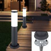 2x lampadaires extérieurs pour prise de jardin, projecteurs en acier inoxydable pour chemin d'accès dans la cour, lampes à base de piquet de sol