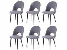 6x chaise de salle à manger hwc-d73, chaise de cuisine, tissu/textile ~ gris foncé