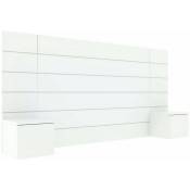 Akiten Retail - Tete de lit avec chevets Friz Blanc 160 cm - Blanc